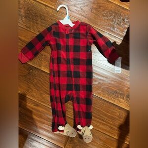Carter's Red and Black Checkered Footie